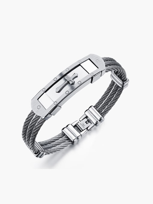 titanium Fashion Cross Titanium Smooth Unisex Bracelet