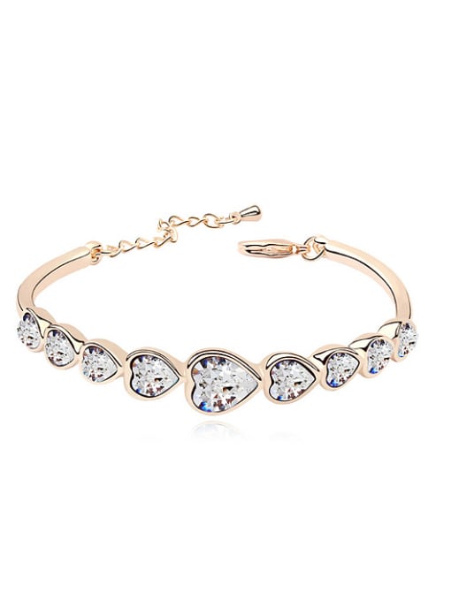 QIANZI Fashion Heart shaped austrian Crystals Alloy Bracelet 2