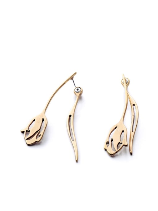 KM Hollow Leaves Shaped  Hook drop earring 3