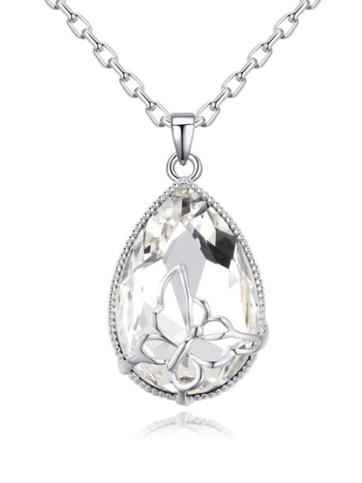 White Water Drop austrian Crystals Pendant Alloy Necklace