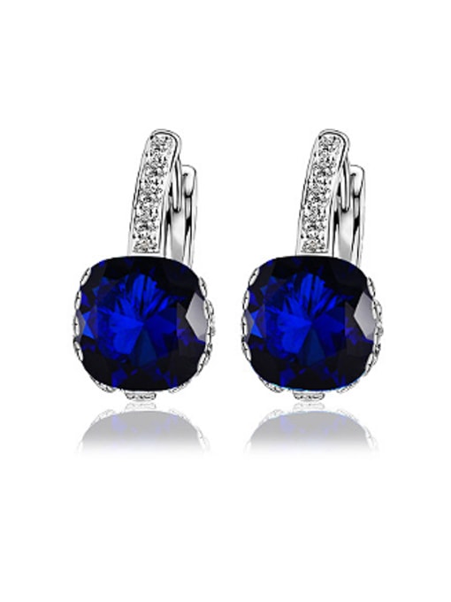 royal Blue Fashion Square Zircon Women Earrings