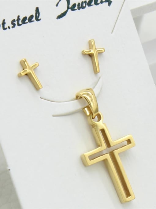 XIN DAI Hollow Cross Pendant Two Pieces Set