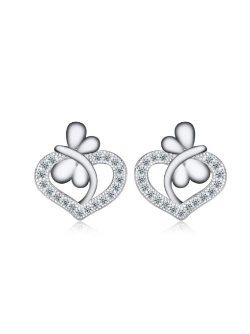 kwan Fashion Heart-shape Micro Pave Stud Earrings 0