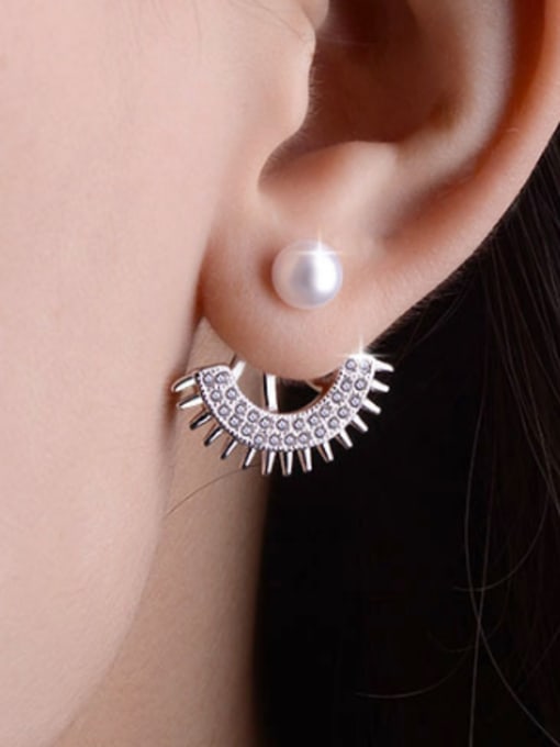 AI Fei Er Personalized Imitation Pearl Tiny Zirconias Stud Earrings 1