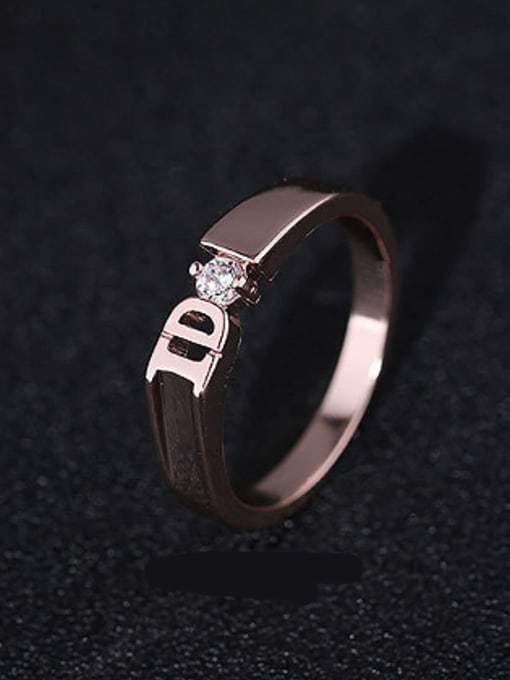 Rose Gold Simple Cubic AAA Zircon Copper Wedding Ring