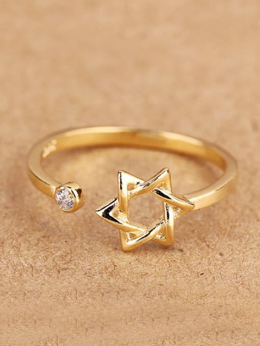 gold Six-pointed Star Opening Midi Ring