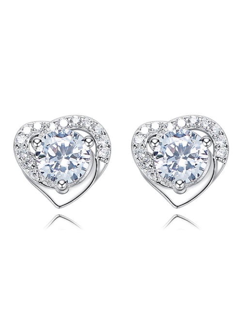 CEIDAI Shiny Little Heart Zirconias 925 Silver Stud Earrings 0