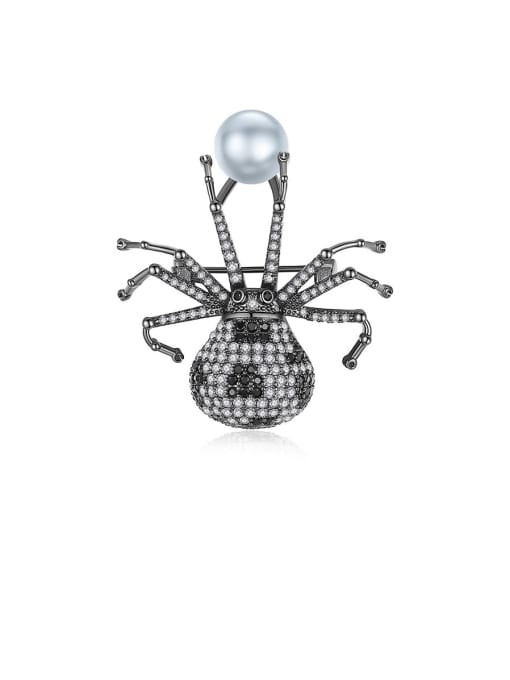 BLING SU Copper With Gun Plated Vintage  Spider Brooches 0