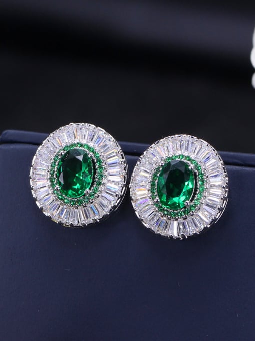 Green High Quality Zircon Stud Cluster earring