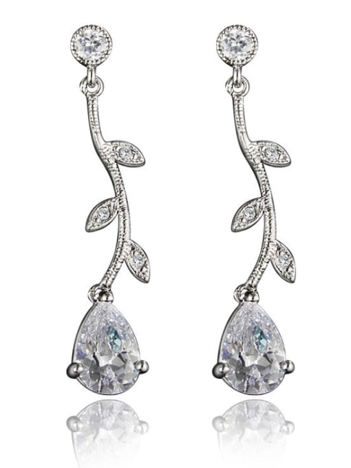 White Gold Creative 18K Gold Water Drop ZIRCON Drop Earrings