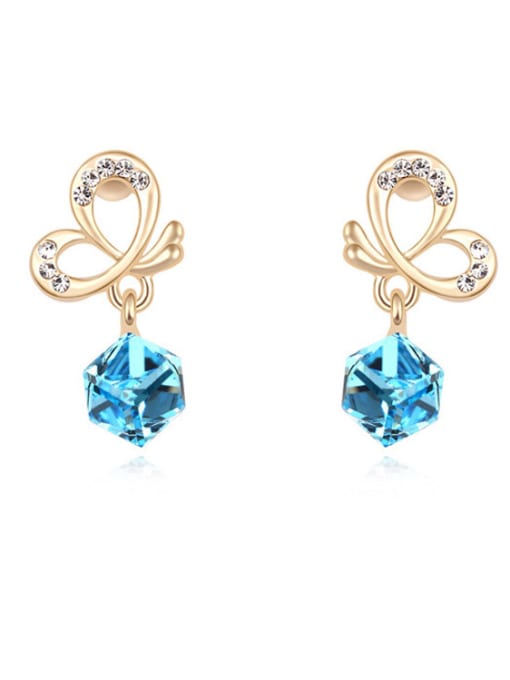 blue Fashion Butterfly Cubic austrian Crystals Alloy Stud Earrings