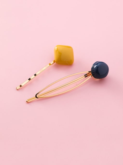 C Yellow and Blue (Square) Alloy With Rose Gold Plated Fashion Square Barrettes & Clips