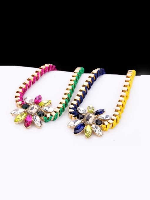 KM Colorful Knitting Flower Alloy Necklace 3