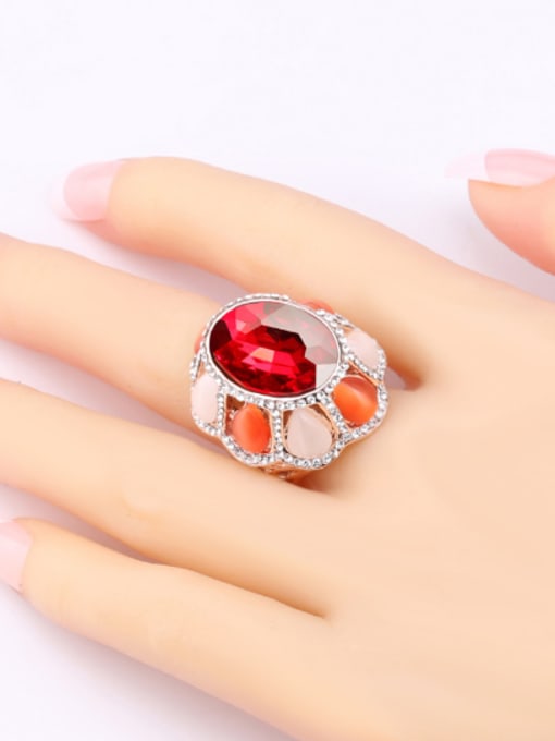 Gujin Retro style Exaggerated Red Crystal Opal stones Ring 1
