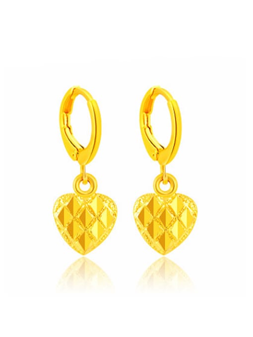 Yi Heng Da Luxury 24K Gold Plated Heart Shaped Copper Drop Earrings 0