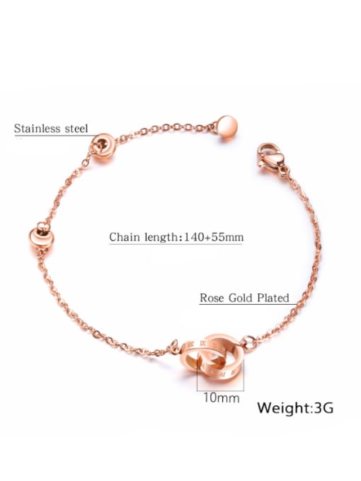 Open Sky Stainless Steel With Rose Gold Plated Fashion Round Double ring Bracelets 2