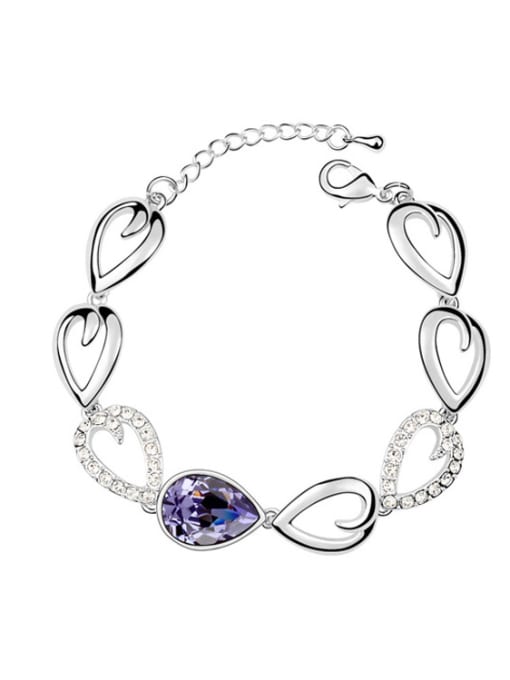 purple Fashion austrian Crystal Water Drop Alloy Bracelet