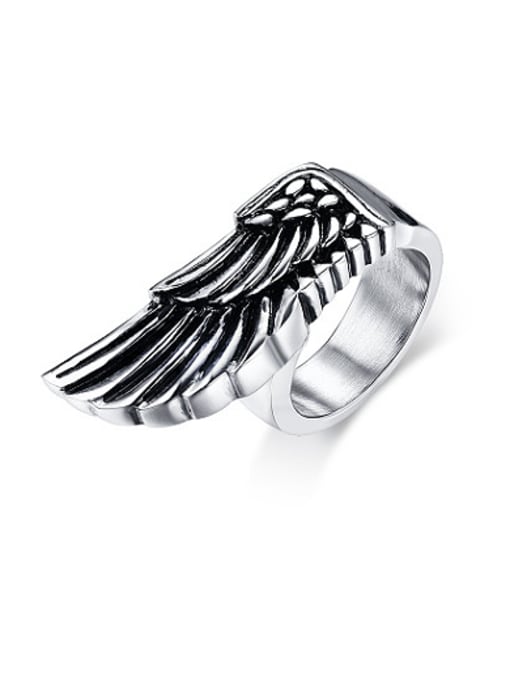 CONG Exquisite Feather Shaped Stainless Steel Men Ring 0