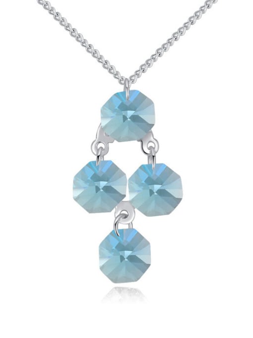 blue Simple Cubic austrian Crystals Pendant Alloy Necklace