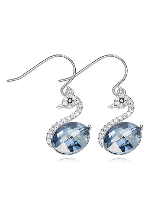 CEIDAI Elegant Tiny Swan Oval austrian Crystal 925 Silver Earrings 0