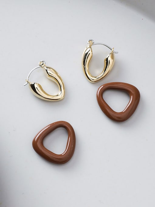 Girlhood Alloy With Gold Plated Simplistic Geometric Clip On Earrings 3