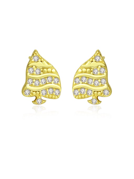 CCUI 925 Sterling Silver With  Cubic Zirconia Personality Christmas Tree Stud Earrings 0