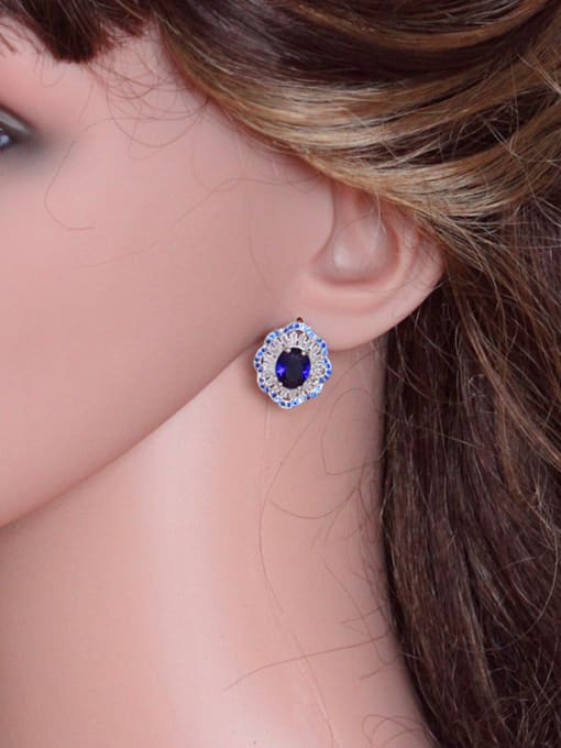 L.WIN Exquisite AAA Color Zircons Stud Cluster earring 1