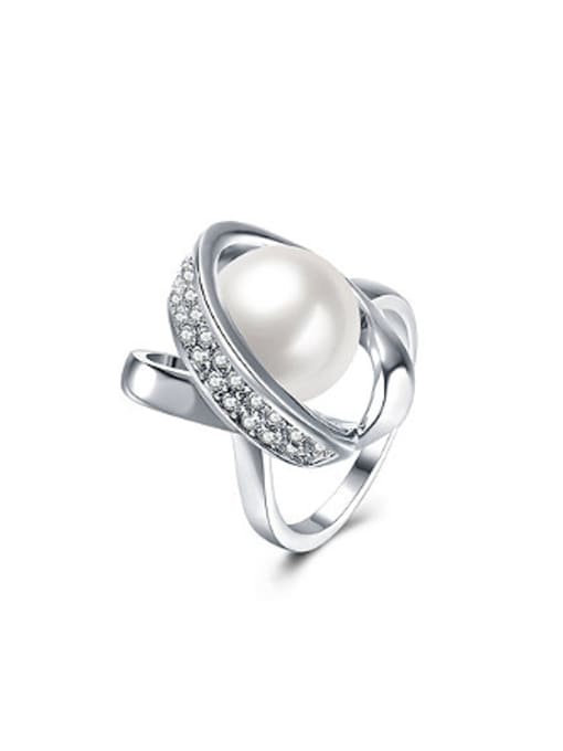 OUXI Simple Artificial Pearl Rhinestones Ring 0