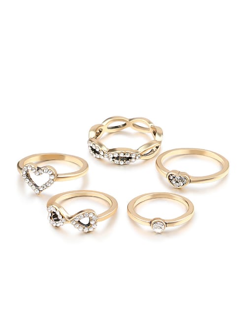 Gold Fashion Cubic Rhinestones Alloy Ring Set