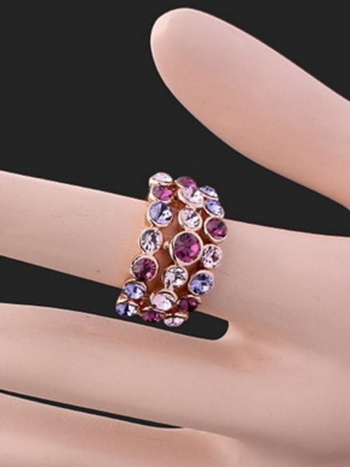 Wei Jia Fashion Cubic Rhinestones Rose Gold Plated Alloy Ring 1