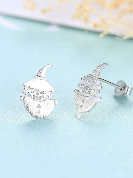 CCUI 925 Sterling Silver With Gold Plated Cute Scarecrow  Stud Earrings 2