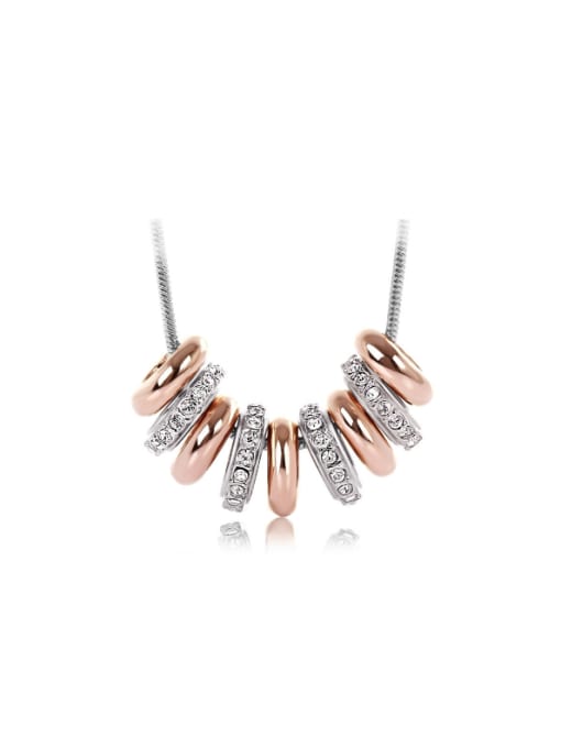 Rose gold, White Gold Women Trendy Rose Gold Crystal Necklace