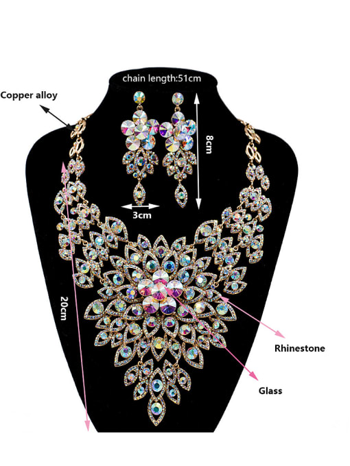 Lan Fu 2018 Exaggerated Glass Rhinestones Two Pieces Jewelry Set 3
