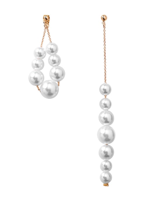 Girlhood Alloy With Rose Gold Plated Simplistic Asymmetry  Artificial Pearl Drop Earrings