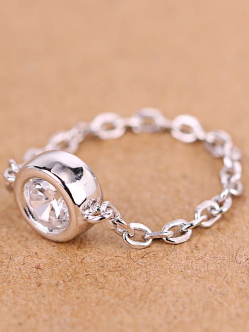Peng Yuan Personalized Silver Zircon Chain Ring 2