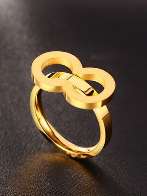 CONG Exquisite Gold Plated Number Eight Shaped Titanium Ring 2