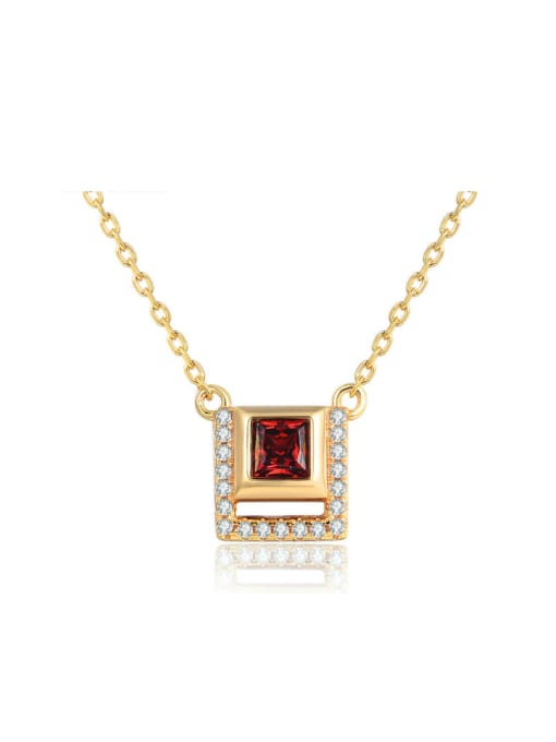 ZK 14K Gold Plated Women Square Shaped Necklace 0