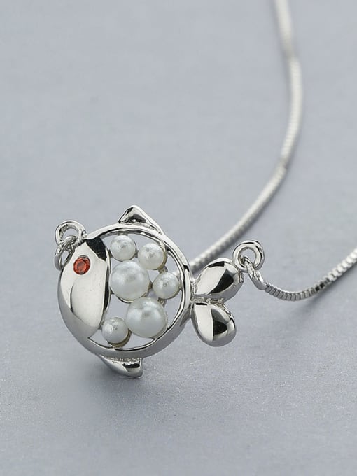 One Silver Lovely Fish Pearl Necklace 2