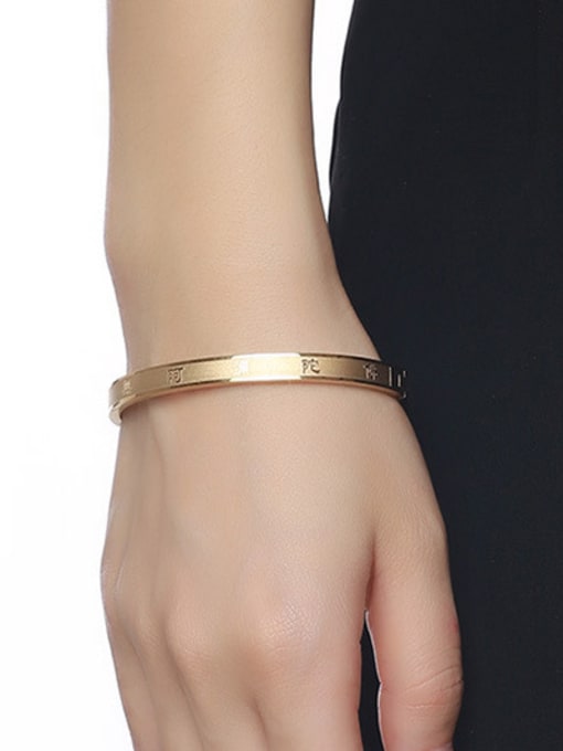 CONG Exquisite Gold Plated Frosted Stainless Steel Bangle 1