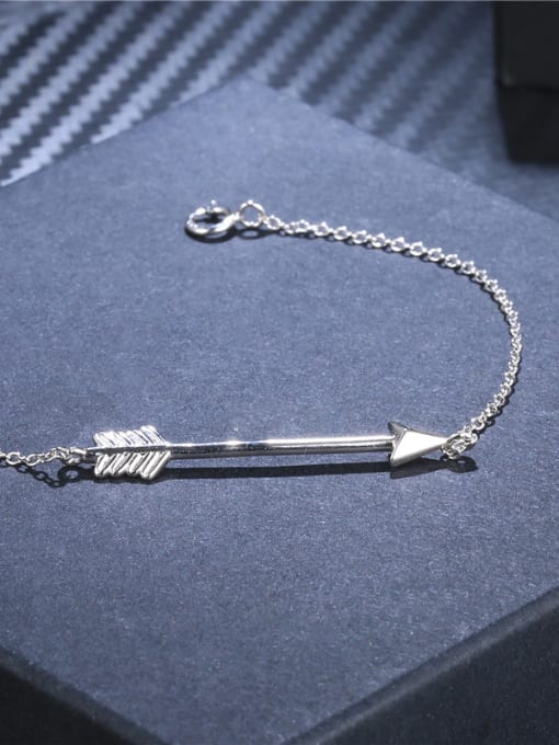 Platinum Adjustable Length Arrow Shaped 925 Silver Bracelet