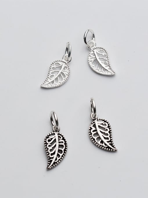 FAN 925 Sterling Silver With Silver Plated Simplistic Leaf Charms 0