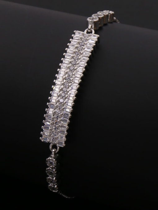 Silvery Rectangle Shaped Stretch Bracelet