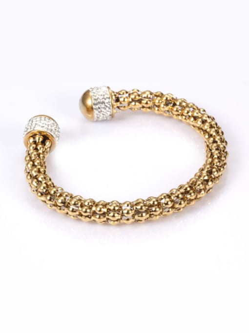 JINDING Adjustable Titanium Gold Color Zircon Bracelet