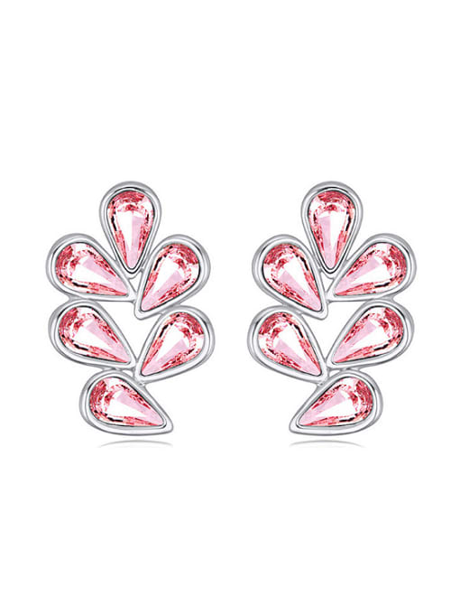 pink Personalized Water Drop austrian Crystals Alloy Stud Earrings