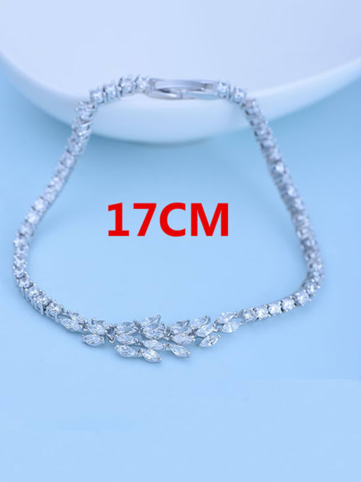 Platinum 17cm-13A03 Copper With Platinum Plated Luxury Water Drop Bracelets