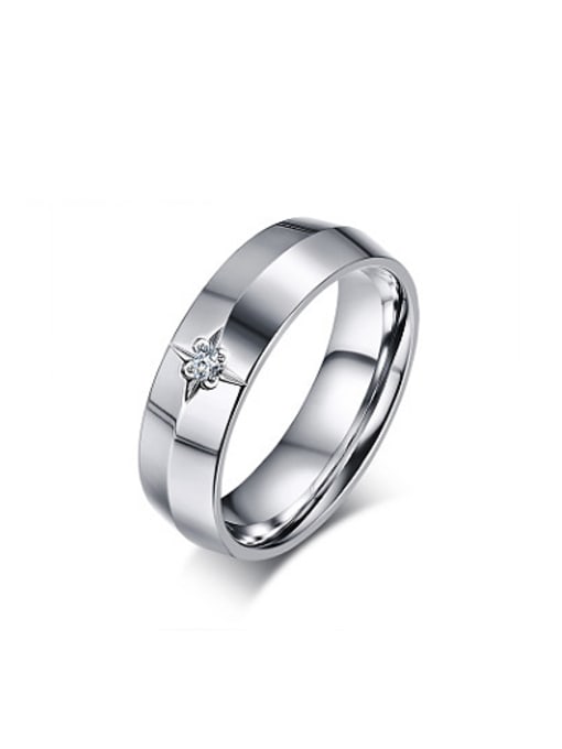 CONG Temperament High Polished AAA Zircon Stainless Steel Ring 0