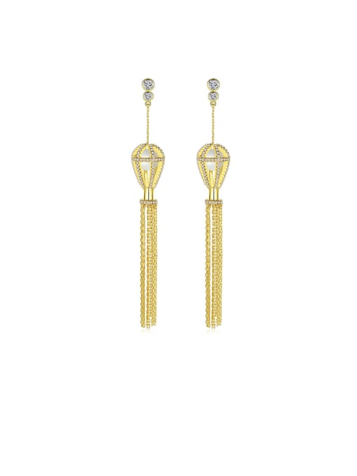 BLING SU Copper With Gold Plated Trendy Chain Tassels  Earrings 0