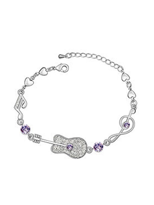 purple Personalized austrian Crystals Little Guitar Music Notes Alloy Bracelet
