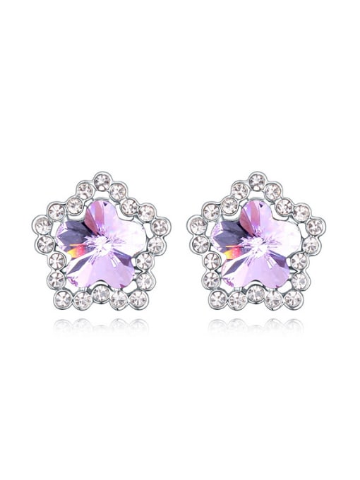 purple Fashion Shiny austrian Crystals-studded Star Alloy Stud Earrings