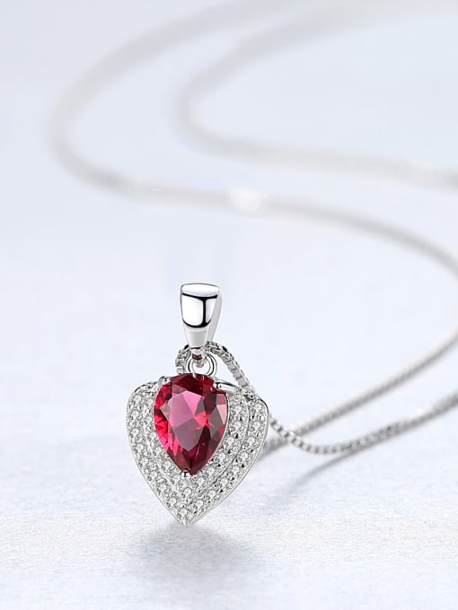 CCUI 925 Sterling Silver With Gemstone Delicate Heart Locket Necklace 3